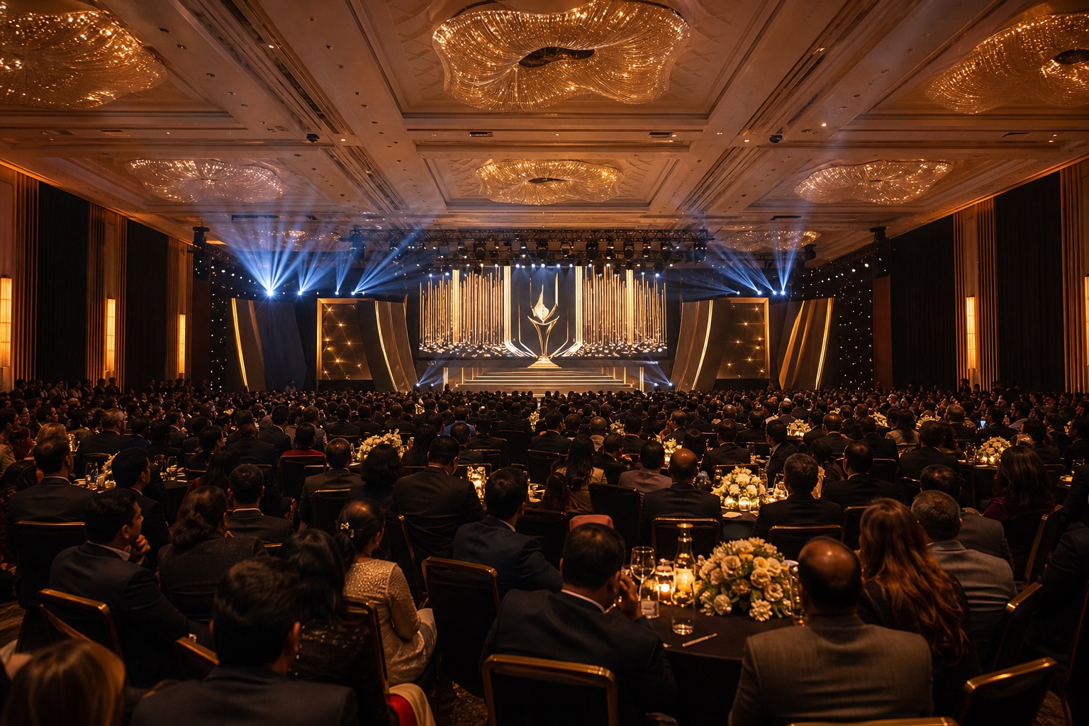 Representative packed audience hall at a premium award ceremony