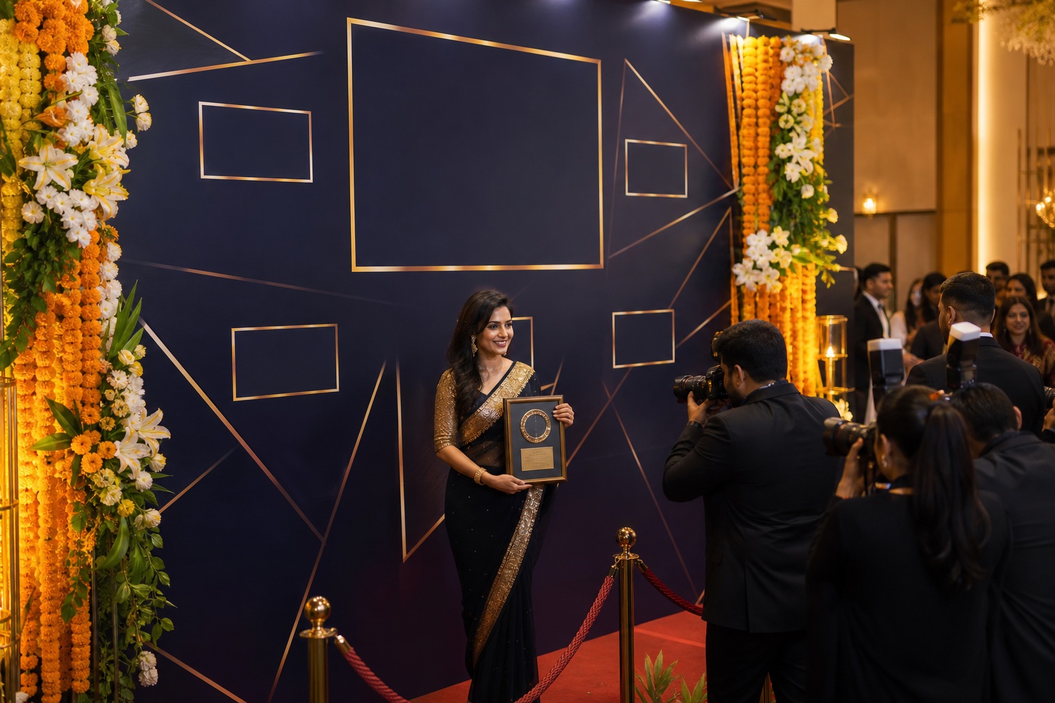 Representative media wall showcase with award nominee and photographers